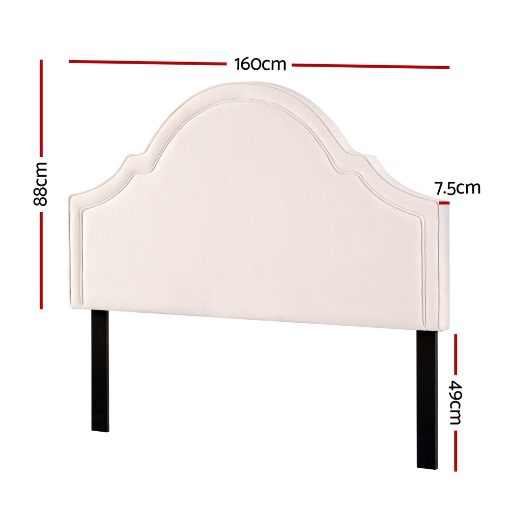 NNEDSZ Bed Frame Bed Head Headboard Queen Velvet IRIS Beige-1