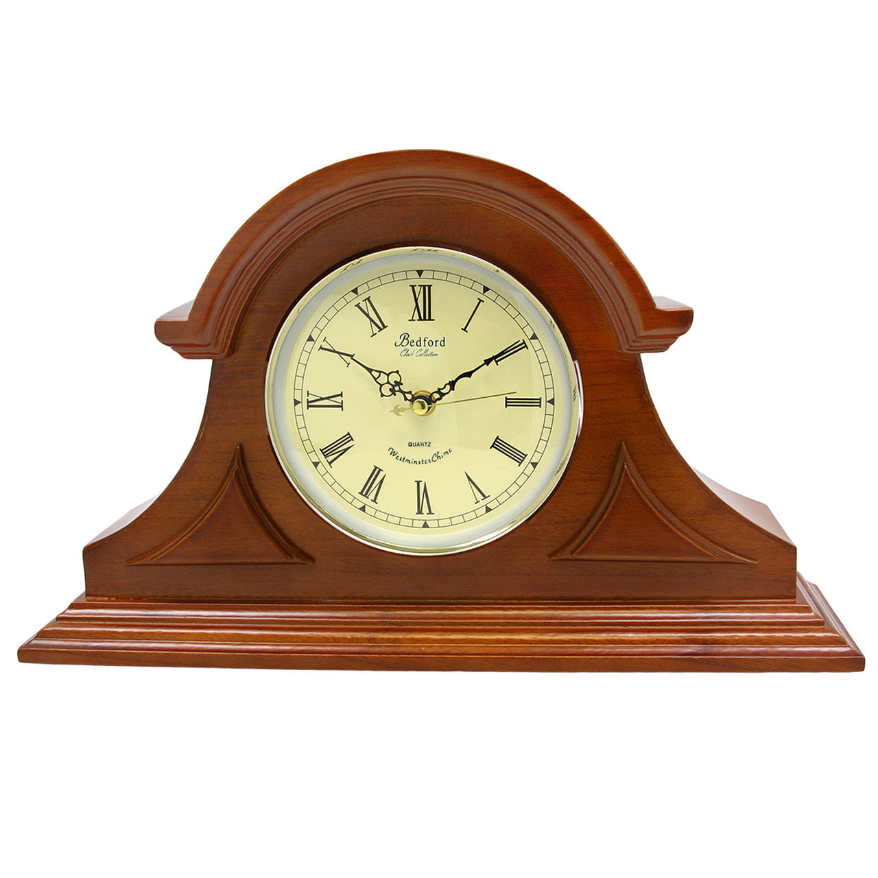 Bedford Clock Collection Mahogany Cherry Mantel Clock with Chimes-0