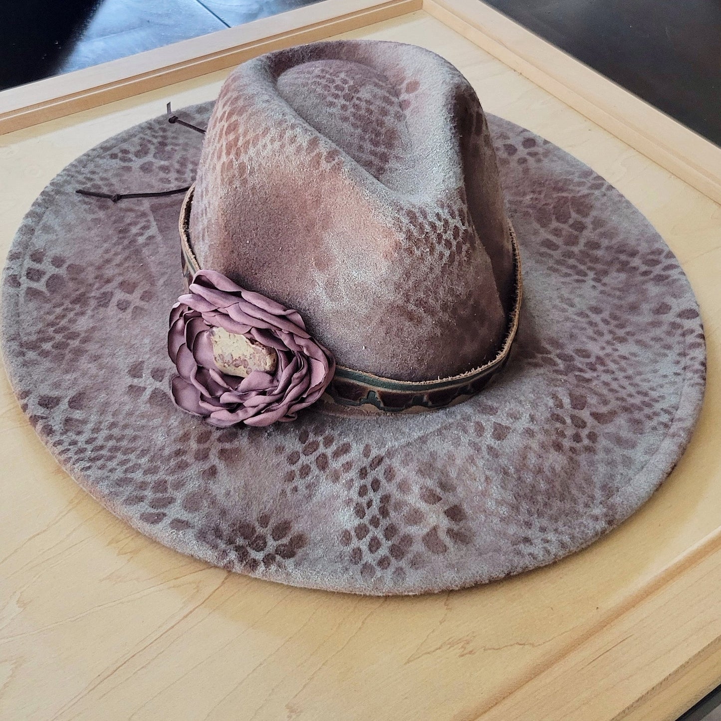 CUSTOM Hand-Painted Branded Cowgirl Western Boho Hat A89-1
