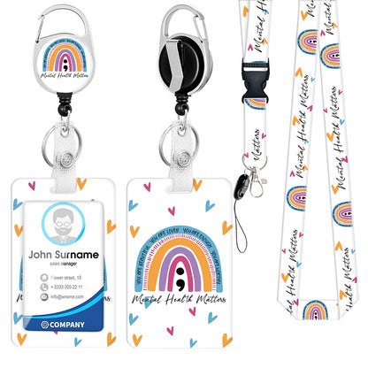 Zinc Alloy Rainbow Lanyard with PVC ID Card Holder