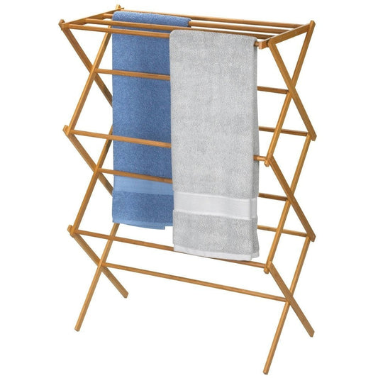 Folding Laundry Clothes Drying Rack in Bamboo Wood-0