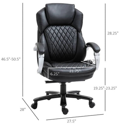 Black Big and Tall Diamond Stitching Executive Adjustable Height Office Chair-4