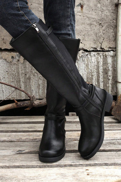 Josie Zipper Knee High Low Heel Boots-3