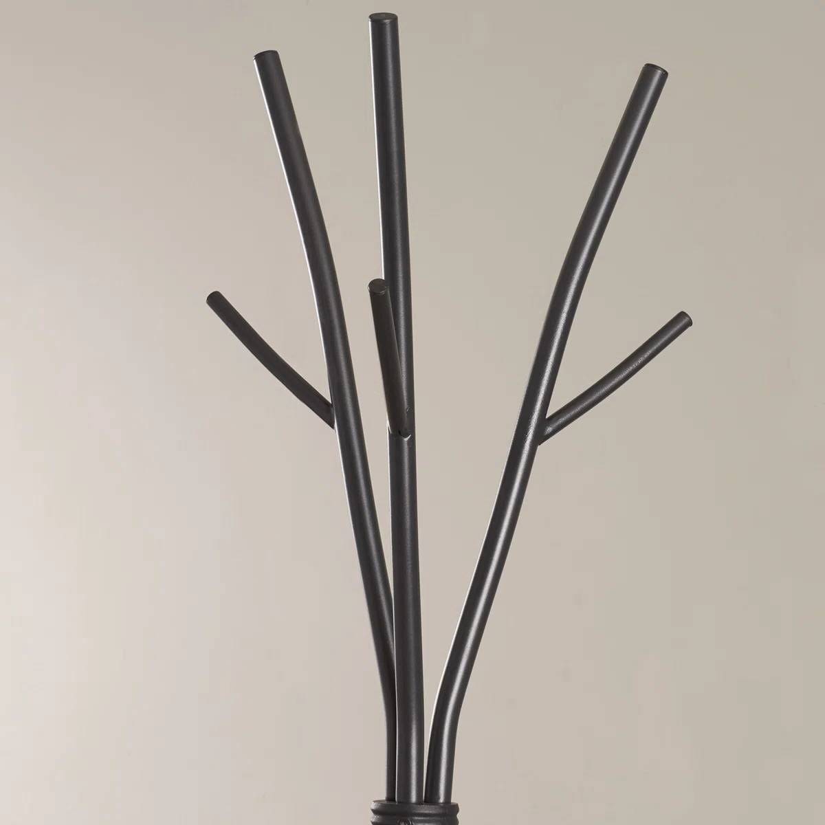 74-inch Freestanding Black Metal Coat Rack Entryway Hall Tree Umbrella Stand-1