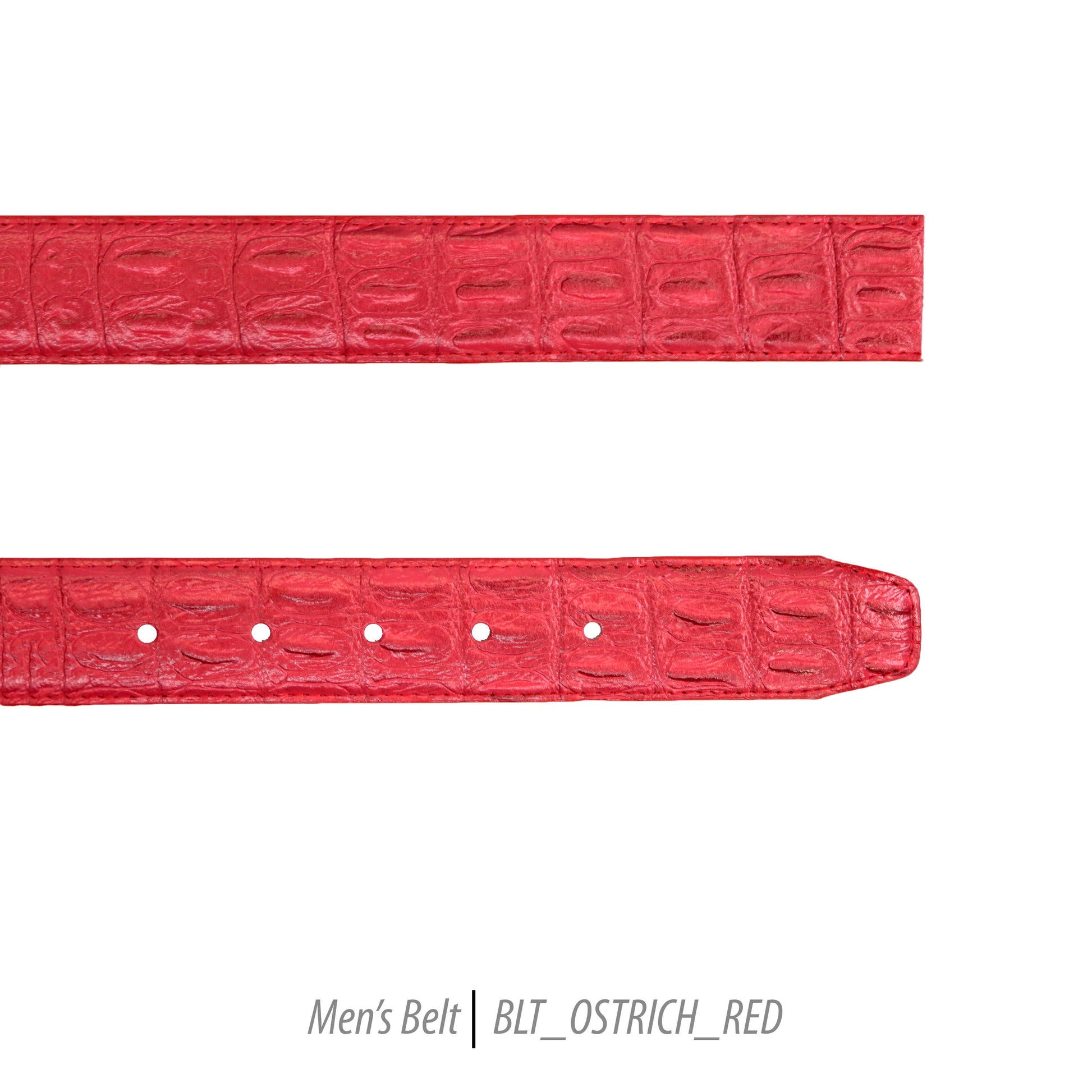 Ferrecci Mens 100% Genuine Leather Red Belt w/Ostrich Top - One size Fits All-0