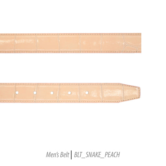 Ferrecci Mens 100% Genuine Leather Peach Belt w/Snake Top - One size Fits All-0