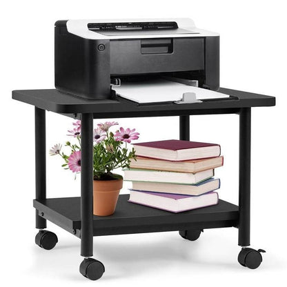 Black Multipurpose 2-Tiered Mobile Wheeled Printer Cart Stand-2