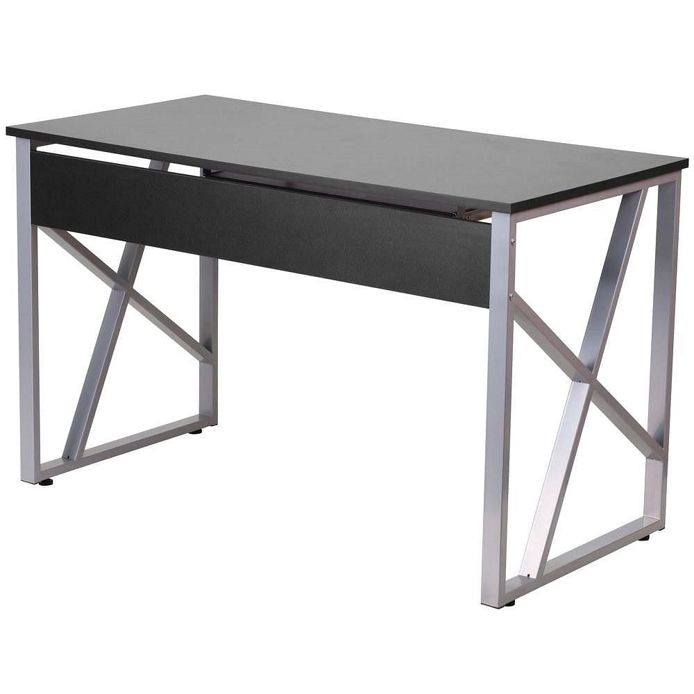 Contemporary Black Laminate Office Computer Desk with Keyboard Tray-0