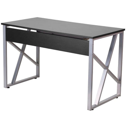 Contemporary Black Laminate Office Computer Desk with Keyboard Tray-0