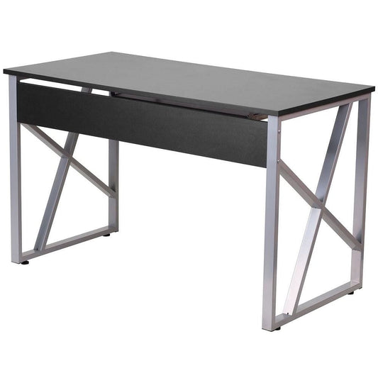 Contemporary Black Laminate Office Computer Desk with Keyboard Tray-0