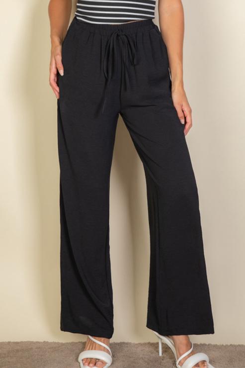 Drawstring waist wide leg minimalist pants (CAPELLA)-5