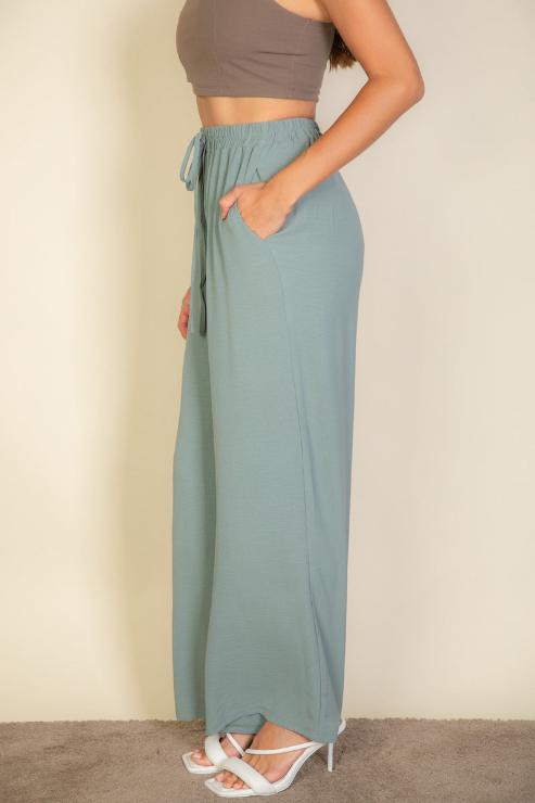 Drawstring waist wide leg minimalist pants (CAPELLA)-1