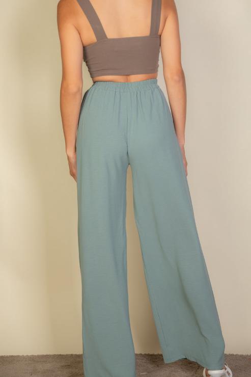 Drawstring waist wide leg minimalist pants (CAPELLA)-2