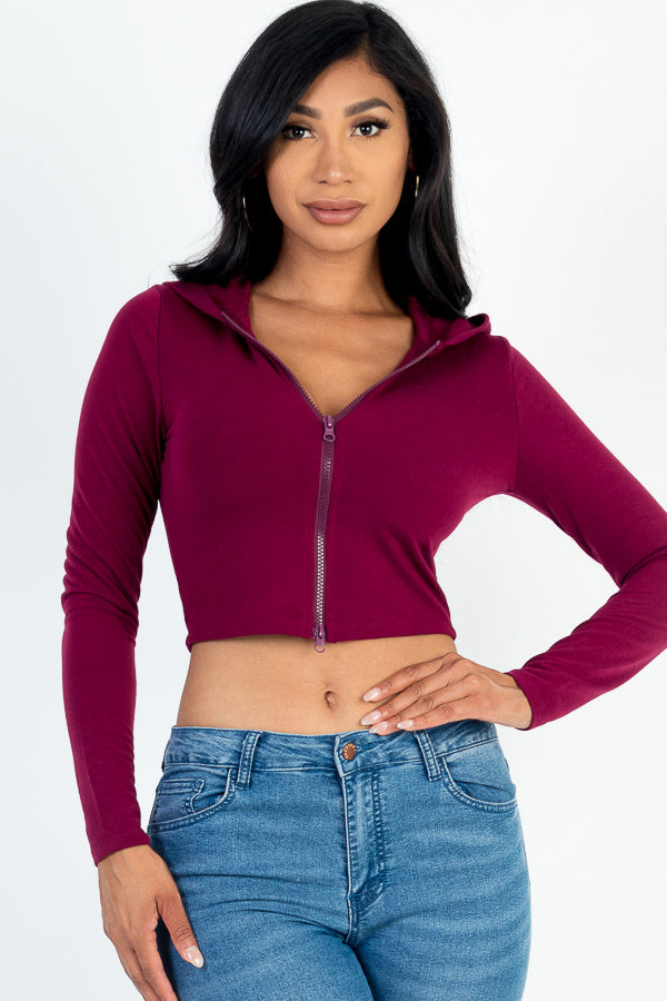 French Terry Crop Zip Up Hoodie (CAPELLA)-6
