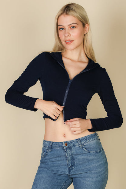 French Terry Crop Zip Up Hoodie (CAPELLA)-0
