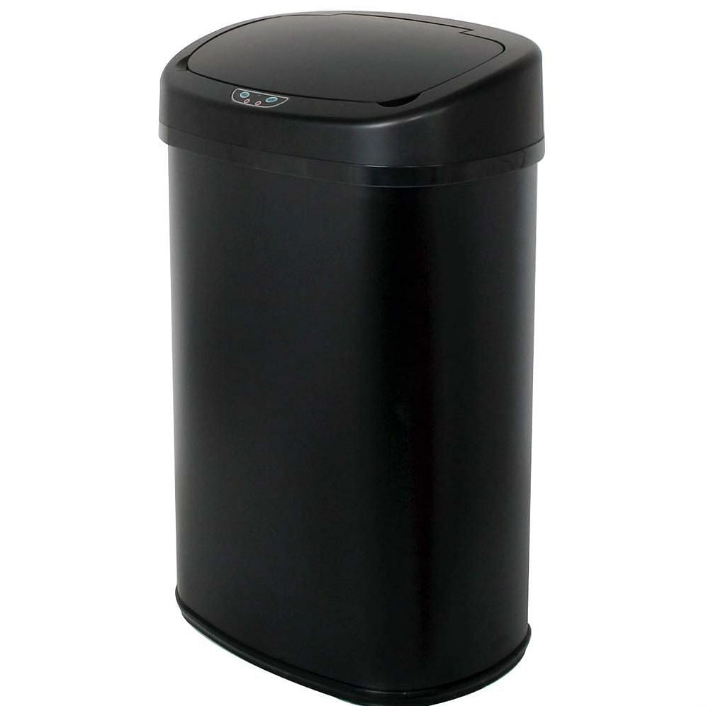 Black 13-Gallon Kitchen Trash Can with Touch Free Motion Sensor Lid-2
