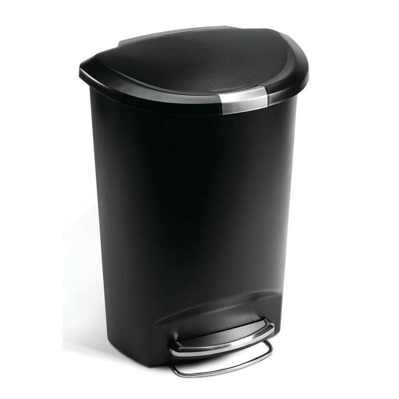 Black 13-Gallon Kitchen Trash Can with Foot Pedal Step Lid-0