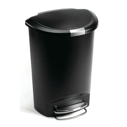 Black 13-Gallon Kitchen Trash Can with Foot Pedal Step Lid-0