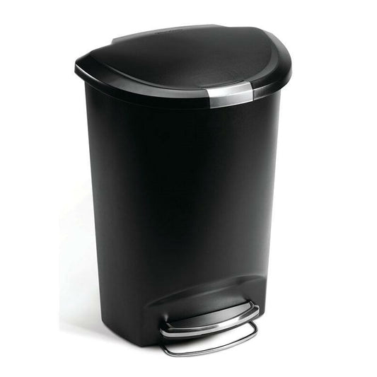Black 13-Gallon Kitchen Trash Can with Foot Pedal Step Lid-0