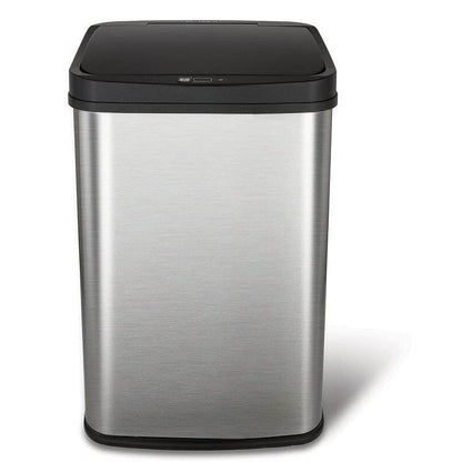 Black Top 13-Gallon Stainless Steel Kitchen Trash Can with Motion Sensor Lid-0