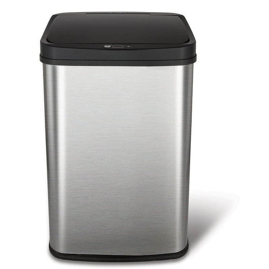 Black Top 13-Gallon Stainless Steel Kitchen Trash Can with Motion Sensor Lid-0