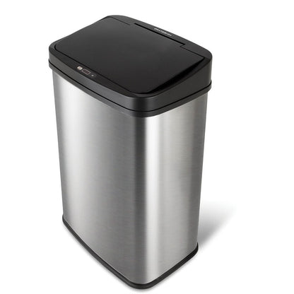Black Top 13-Gallon Stainless Steel Kitchen Trash Can with Motion Sensor Lid-2