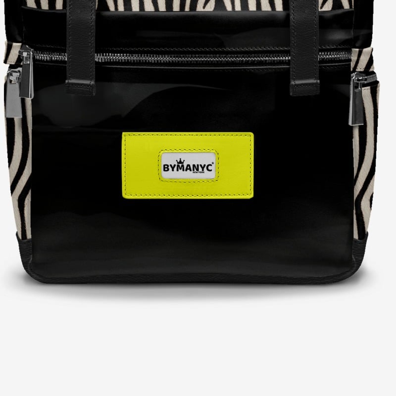 BYMANYC ® New York – NYC COUTURE Backpack in Zebra Print & Neon Yellow-3