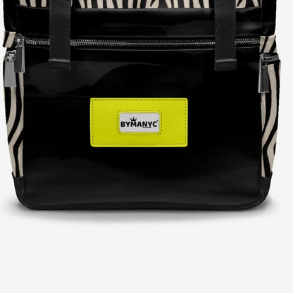 BYMANYC ® New York – NYC COUTURE Backpack in Zebra Print & Neon Yellow-3