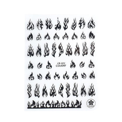3D Flame Nail Stickers Fire Design Manicure Decals Self Adhesive Nail Art Sheet-5