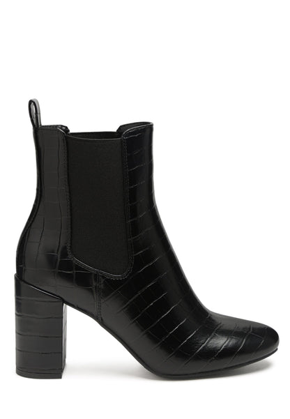 Babbel Faux Leather Block Heel Ankle Boots-5