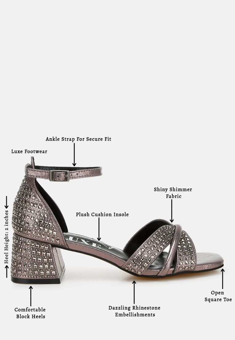 Babylon Low Block Heel Rhinestone Sandals-3