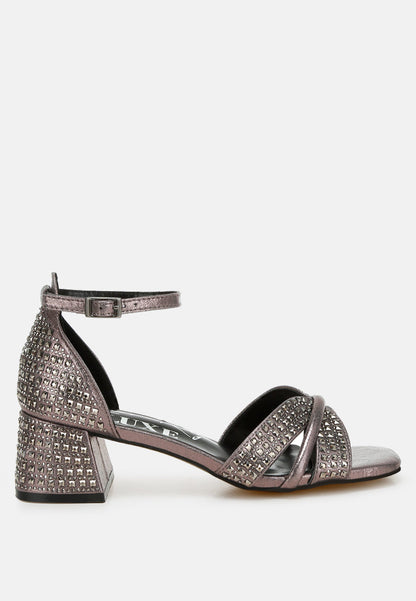 Babylon Low Block Heel Rhinestone Sandals-5
