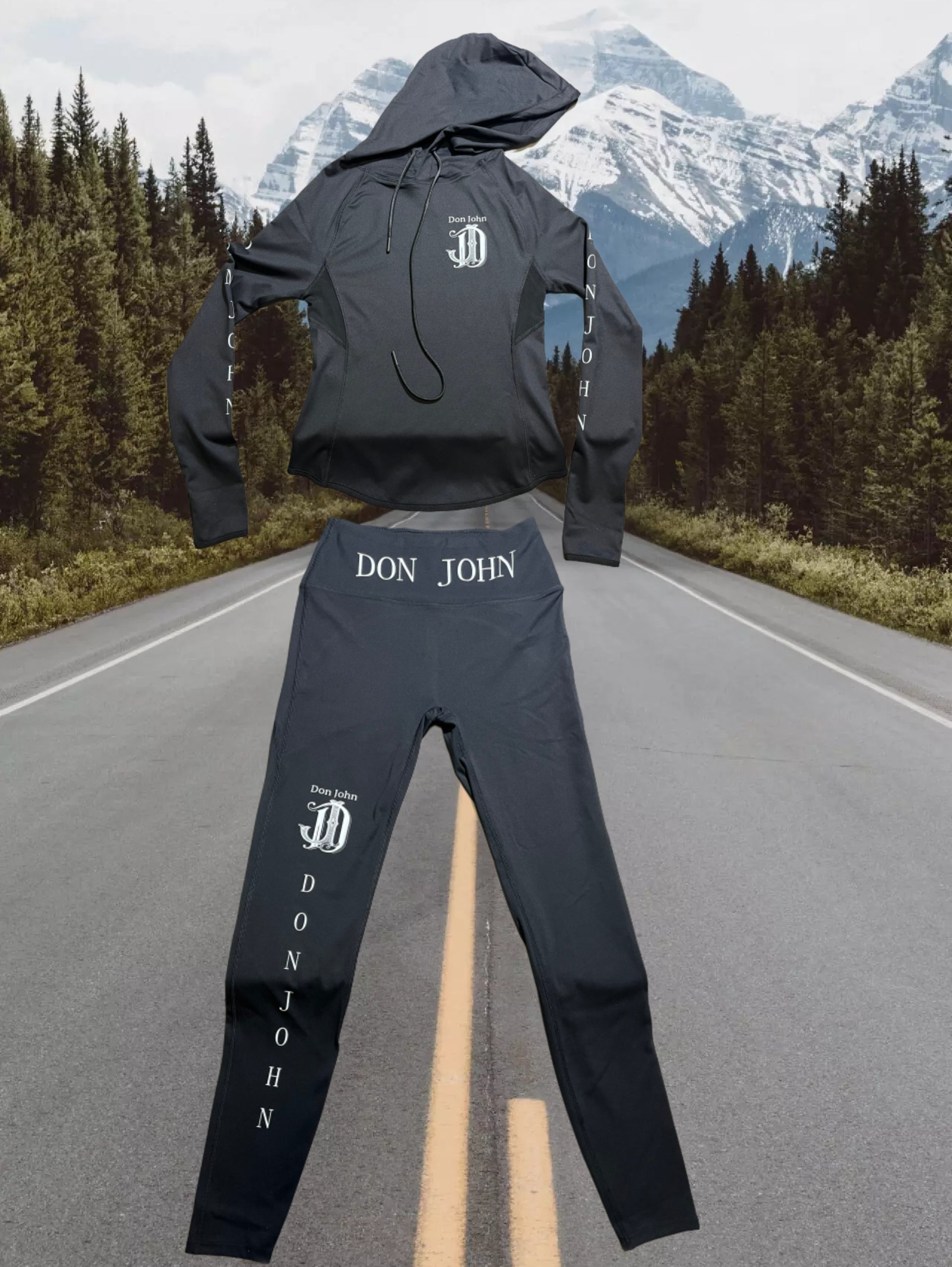 DON JOHN Yoga Outfit Sets Hooded Top Women's-4