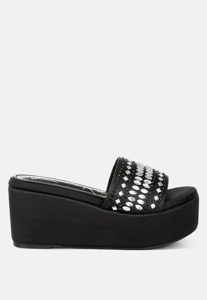 Batanga Diamante & Rhinestone Detail Stylish Flatforms-6
