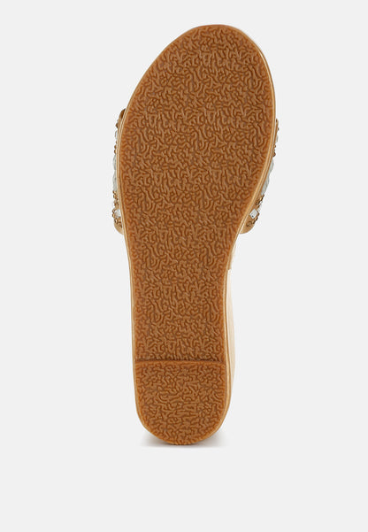 Batanga Diamante & Rhinestone Detail Stylish Flatforms-2