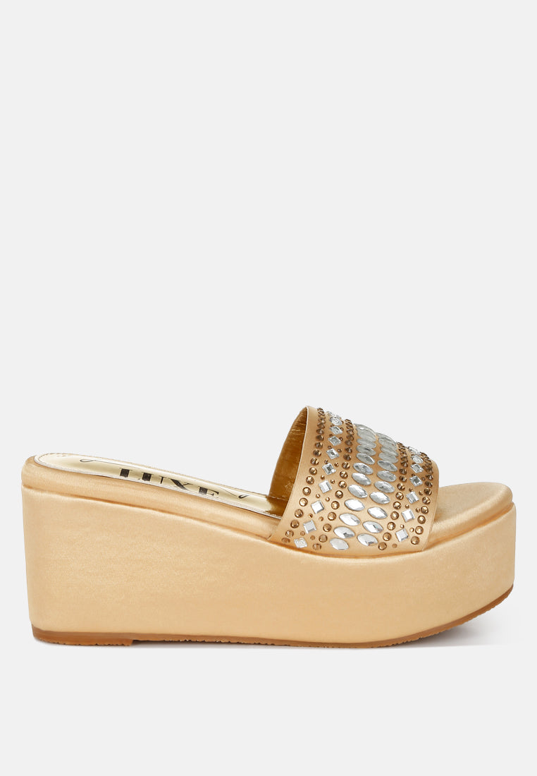 Batanga Diamante & Rhinestone Detail Stylish Flatforms-5