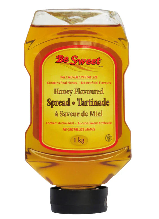 Be Sweet - Honey Flavoured Spread Upside Down Bottle - Case of 12 x 1KG Bottles - 3KG Bottle - Canadian Distribution-0