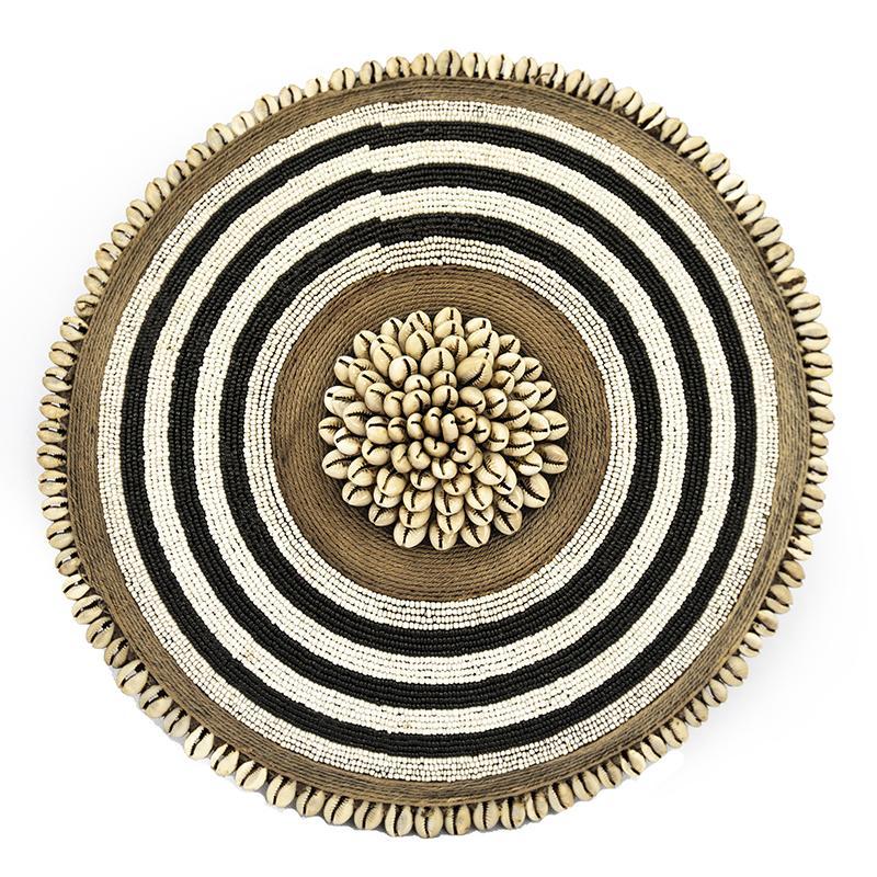 Beaded Cameroon Shield - Black and White-1