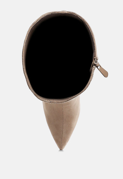 Becks Rhinestone Patterned Calf Boots-4