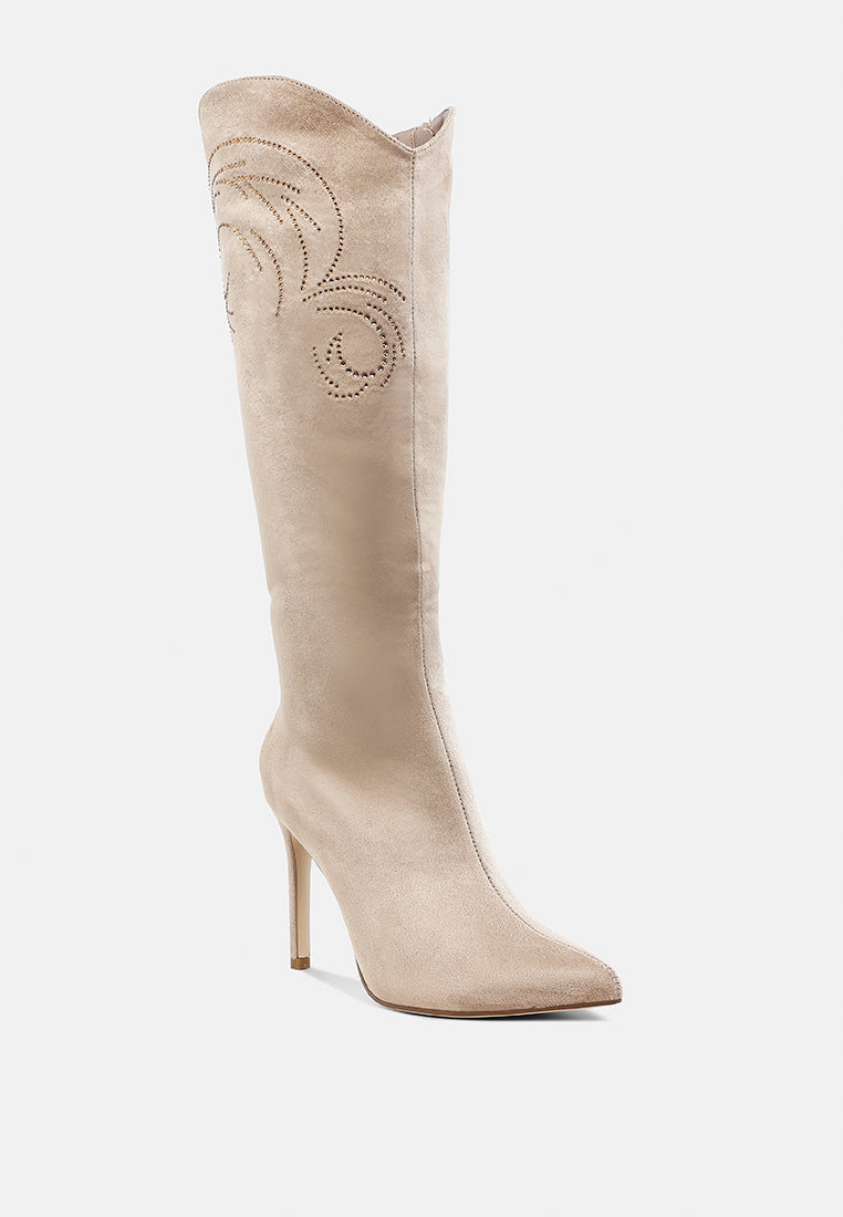 Becks Rhinestone Patterned Calf Boots-2