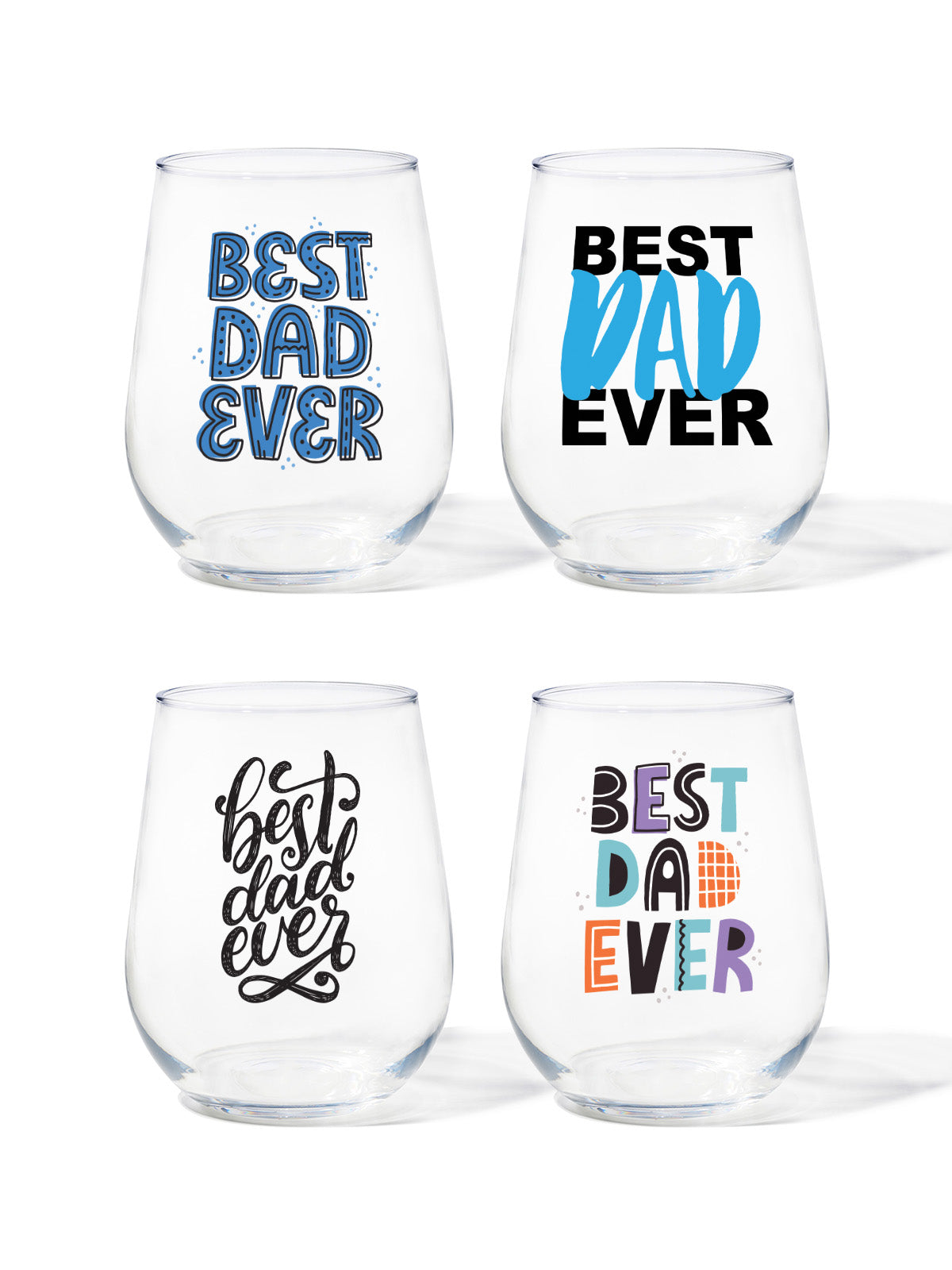 Best Dad Ever - RESERVE 16oz Stemless Wine Tritan™ Copolyester Glass-0