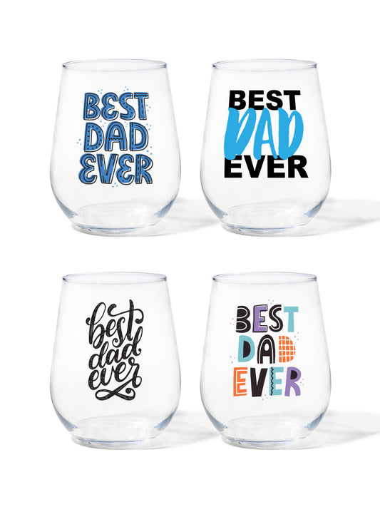Best Dad Ever - RESERVE 16oz Stemless Wine Tritan™ Copolyester Glass-0