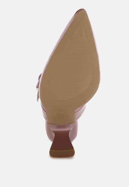 Bismi Large Buckle Kitten Heel Mules-2