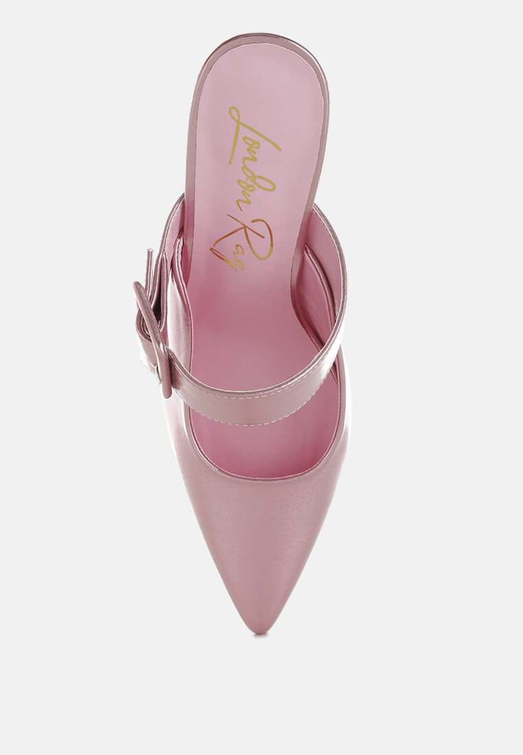 Bismi Large Buckle Kitten Heel Mules-1
