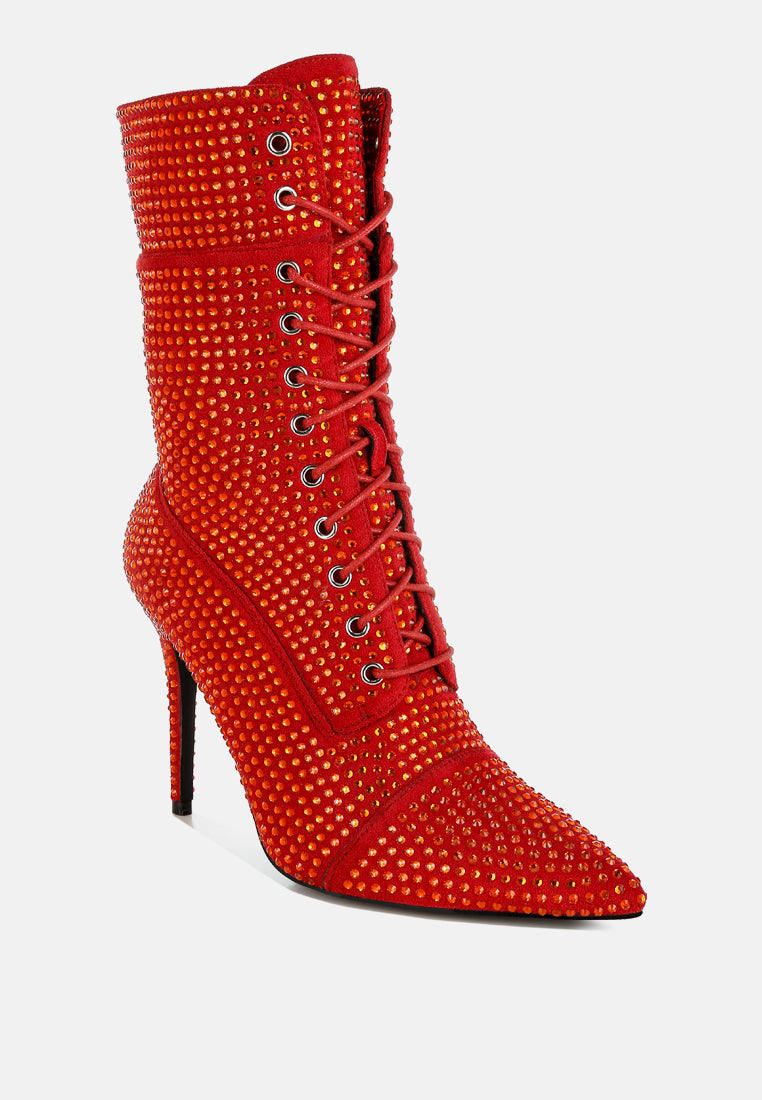 Bitetto Rhinestones Embellished Calf Boots-2