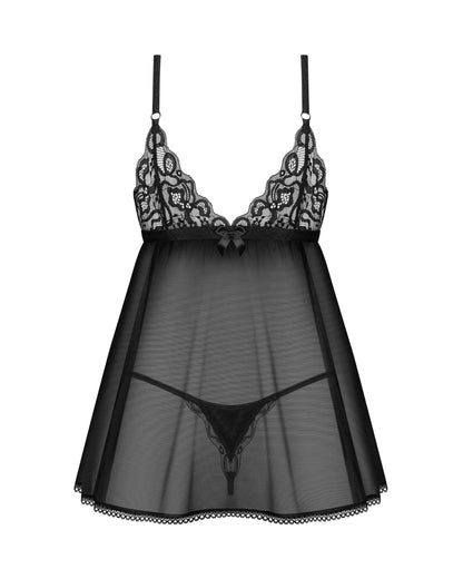Black Sheer Mesh Babydoll Set Obsessive Blomentis-4
