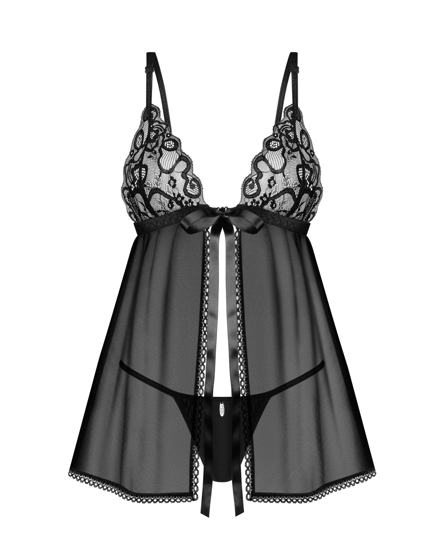 Black Sheer Mesh Babydoll Set Obsessive Blomentis-3