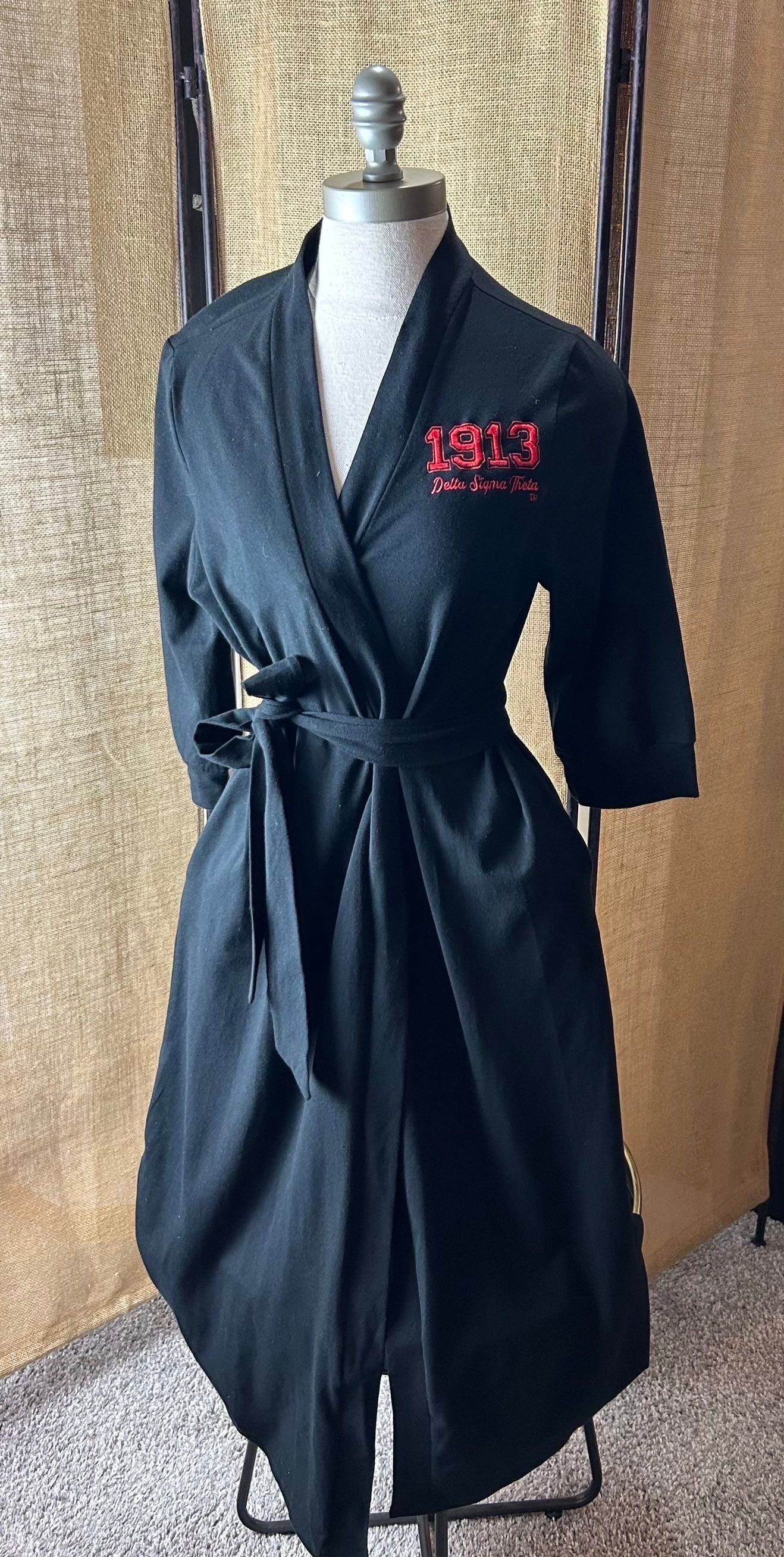 Cotton Black Knit Kimono Robe-1
