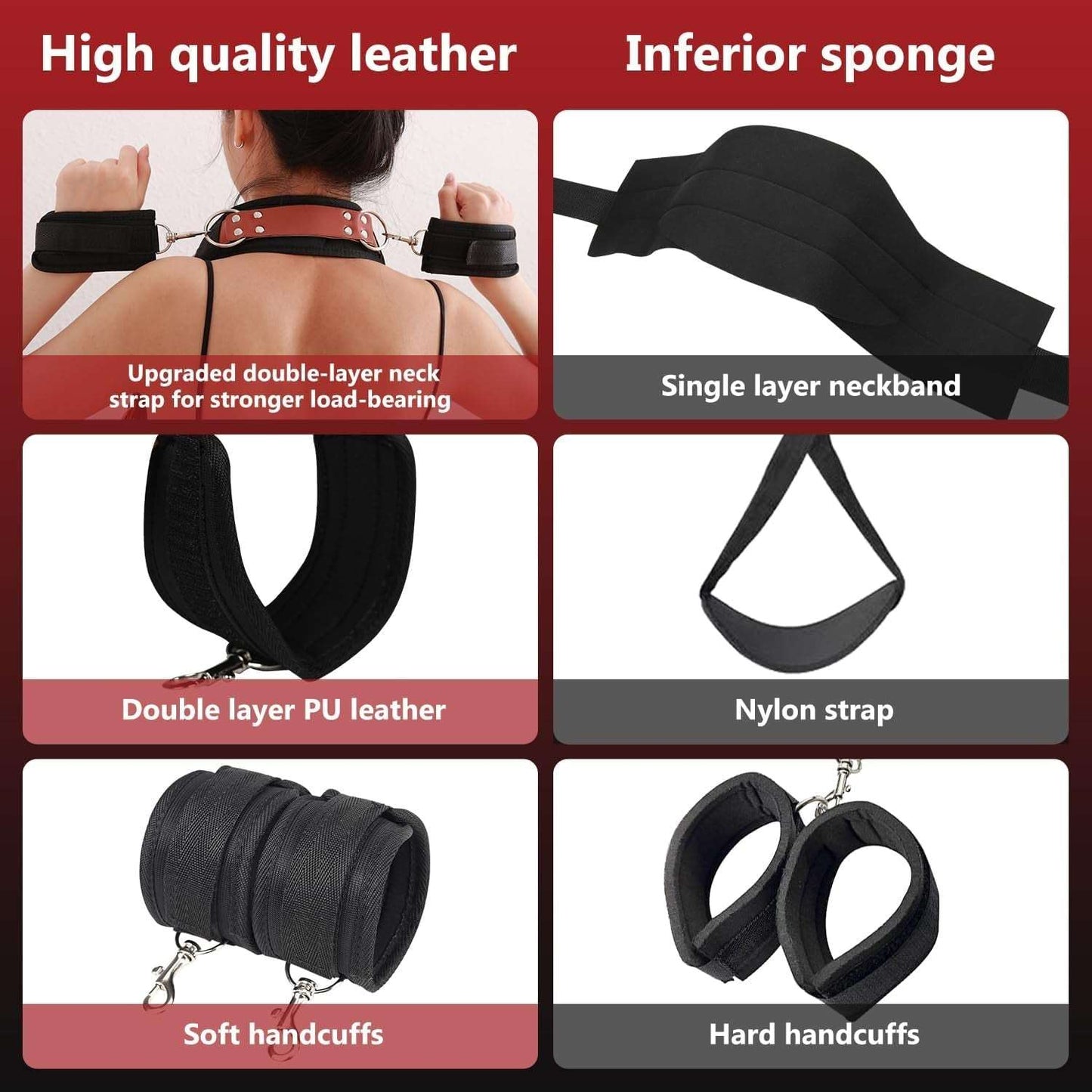 Adjustable BDSM Thigh & Wrist Restraint Kit-3