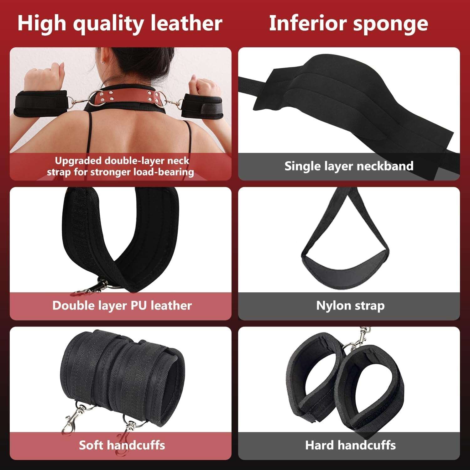 Adjustable BDSM Thigh & Wrist Restraint Kit-3